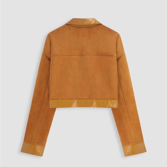 NEW WITH TAGS CIDER SUEDE ZIP UP COLLARED CROPPED RETRO JACKET SIZE LARGE - Picture 7 of 10